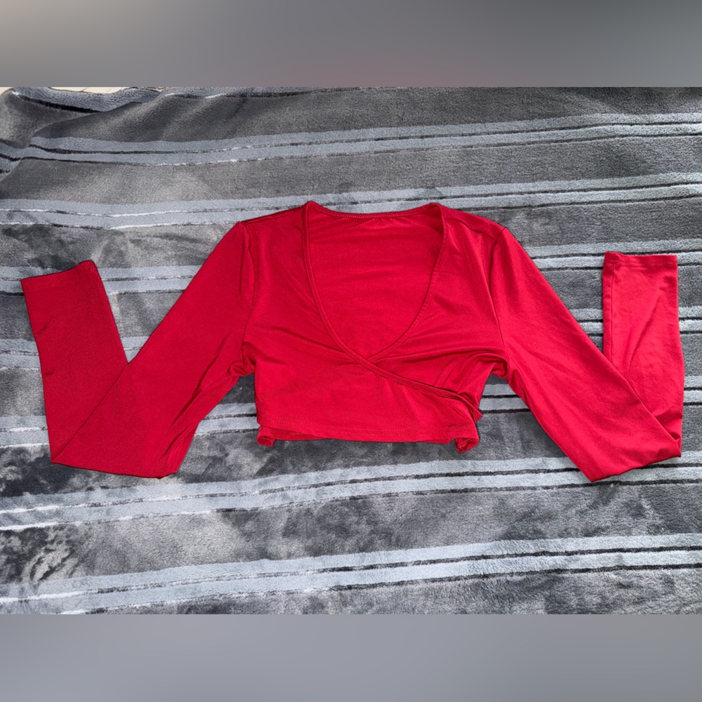 red long sleeve going out top
